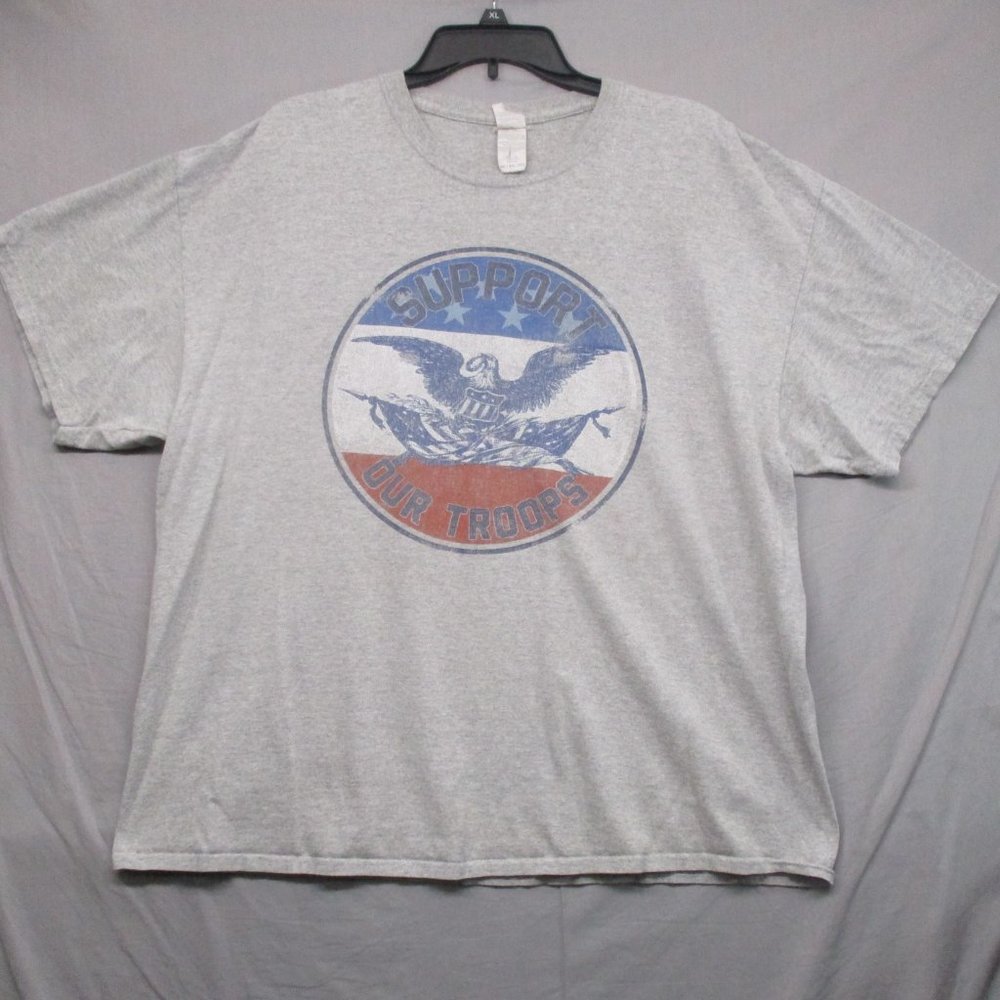 Gildan Support Our Troops Graphic‎ Print T- Shirt Gray Men Size | 2XL
